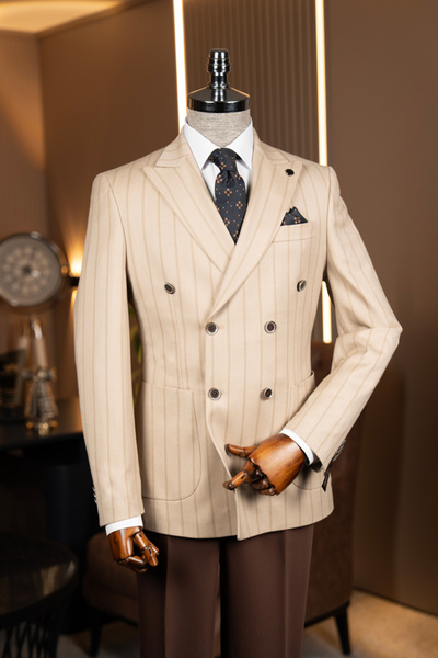 Terziayhan سترة مخططة مزدوجة الصدر