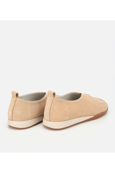 Hotiç Kadın Süet Deri Bej Lastik Detaylı Günlük Loafer