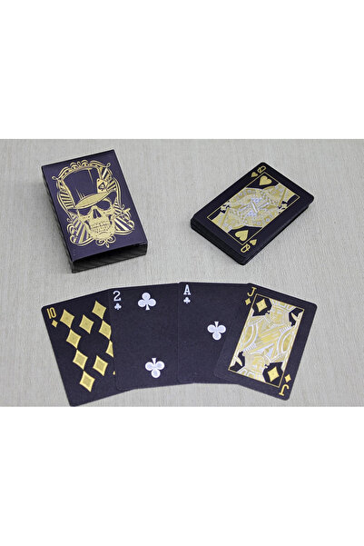 HarmonyAura بطاقة لعب ورق سوداء بتصميم جمجمة ذهبية