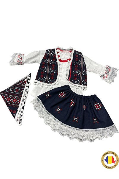 Inovius Παραδοσιακή φορεσιά για κορίτσια - ασπρόμαυρο μοτίβο 6 μηνών