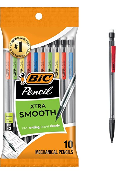 Bic Mechanical Pencil Extra Life by BIC, Transparent Cylinder, Medium Tip (0.7mm), 10 Pieces