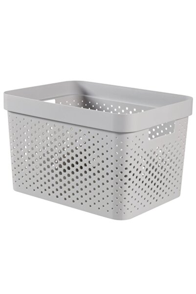 CURVER Stackable storage box, Infinity Recycled, recycled plastic, handles, 17 L, gray