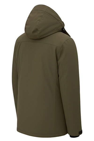 SİVAİST Men's Green Outdoor Waterproof Hooded Winter Coat – Wind and Rain Resistant