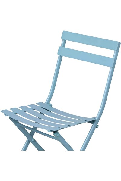 Quasar & Co. Garden furniture set, balcony, terrace, bistro, consisting of table and 2 chairs, foldable, metal, blue