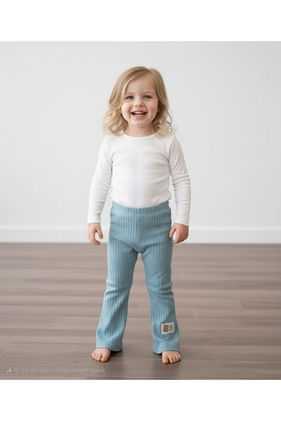 Şenkız Kız Çocuk Esnek Günlük Rahat Yüksek Bel Fitilli Tayt