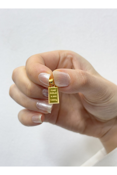 DİAMİNE PIRLANTA 14 Ayar Altın Mini Külçe Kolye Ucu