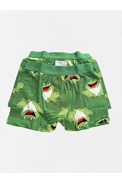elmas kids Erkek Çocuk %100 Pamuklu Yeşil Kurbağa Desenli Ağ Kısmı Dikişli Ge...