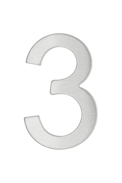 THIRARD Number 3 for door / house, stainless steel, silver, interior / exterior, 7.6 x 5 cm