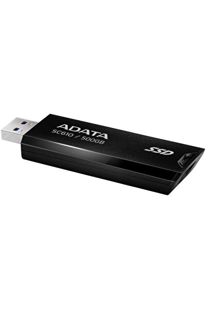 Adata SC610 External SSD, 500GB, USB 3.2 Gen2, Black