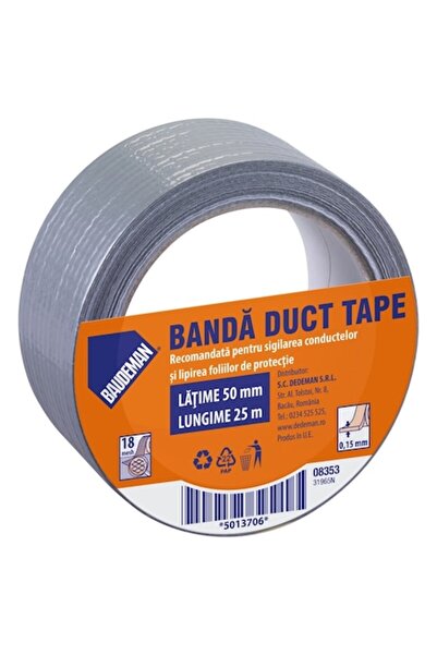 BAUDEMAN Bandă adezivă pentru reparații, 8353, textilă, 50 mm x 25 m