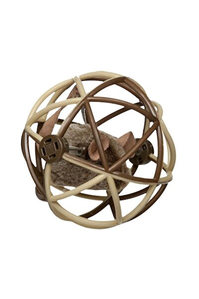 OEM Cat toy Meow Meow, mouse ball, plastic + textile, brown, 15 cm