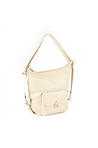 AZZURA Ayline bag, cream backpack type made of 100% natural leather 8110