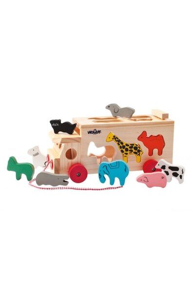 Woodyland Дървен камион с животни за изучаване на форми