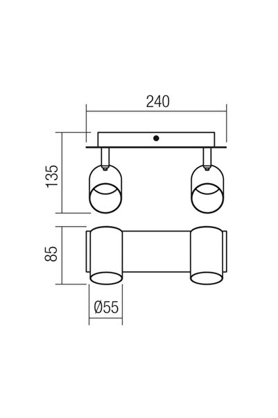 SMARTER Crius 04-538 ceiling light, 2 x GU10, black + brass, industrial