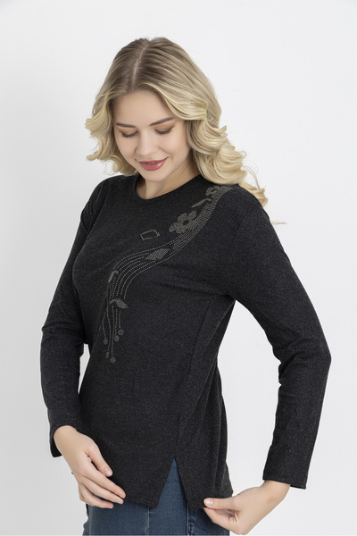 Orly More Μίνι μπλούζα από χτενισμένο βαμβάκι με ραφές από ύφασμα χειμερινής βισκόζης