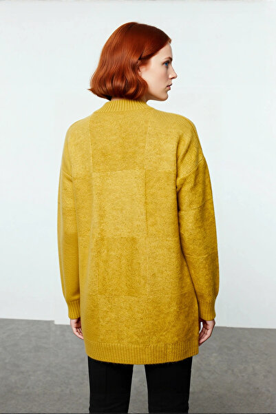 PayBuy Women's Regular Fit Stand Collar Geometric Pattern Long Sleeve Knitwear Tunic Sweater Stylish and for Cold Weather