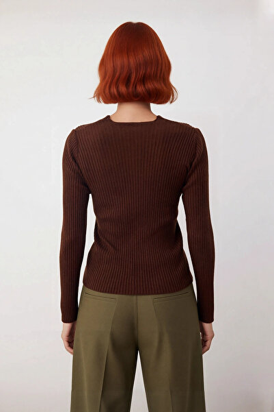 PayBuy Women's Fitted Double Breasted Collar Long Sleeve Acrylic Knitwear Sweater for Spring Autumn Daily Stylish Outfits