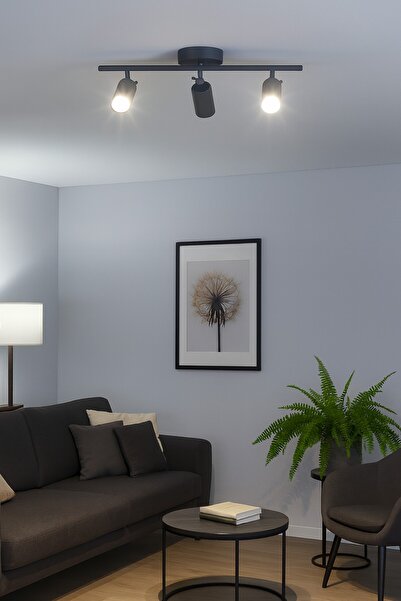 Koal Avize Spoti 3'Lü Antrasit Renk (BEYAZ IŞIK) Modern Tasarım Salon - Mutfak - Banyo Spot Ledli Sıralı Avize