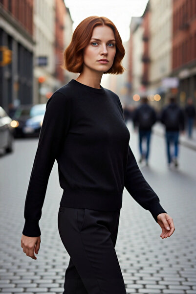 PayBuy Pulover de tricotat ecru, cu croială obișnuită, cu gât rotund, pentru ...