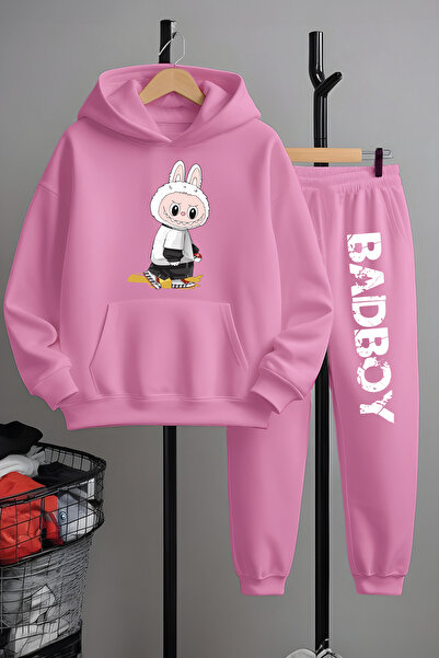 MYADA Set pentru copii Premium cu 3 fire Labubu imprimat cu fleece