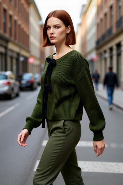 PayBuy Pulover din tricot acrilic din tricotat Selenik, cu mâneci joase, cu p...