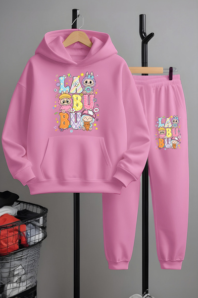 MYADA Premium 3 Thread Flower Labubu Printed Fleece Bottom Top Children's Set...