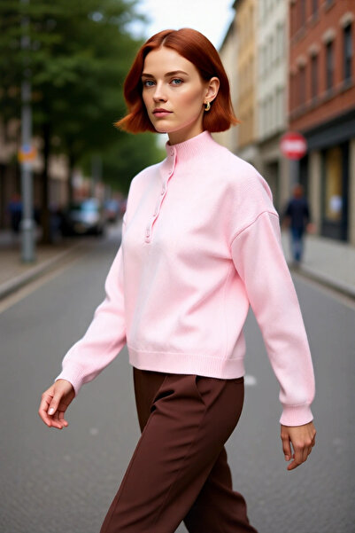 PayBuy Pulover de tricotat pentru femei, albastru bleumarin, cu croiala norma...