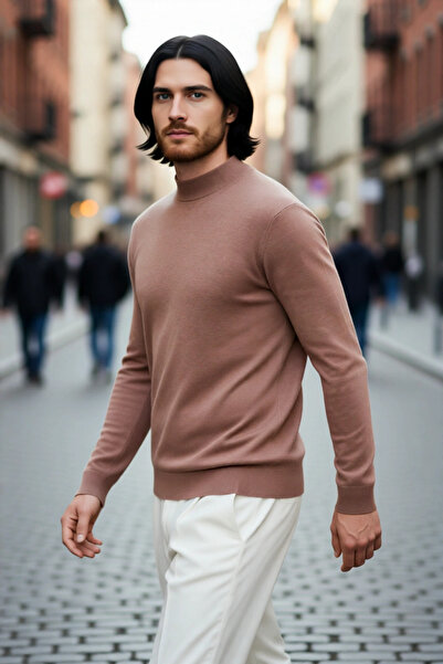 PayBuy Tricotaj cu mânecă lungă pentru bărbați, cu guler în picioare, din ame...