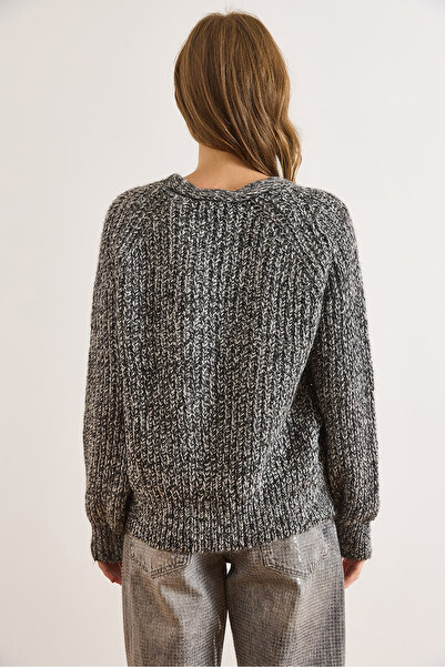 Olalook Women's Black Soft Textured Knit Cardigan Hrk-19000431