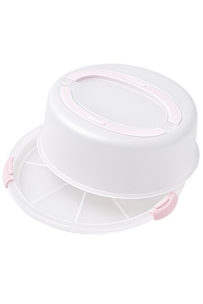 PUFO Cookies round platter with transparent lid for serving cakes, cookies, muffins, Ø 29 cm, pink