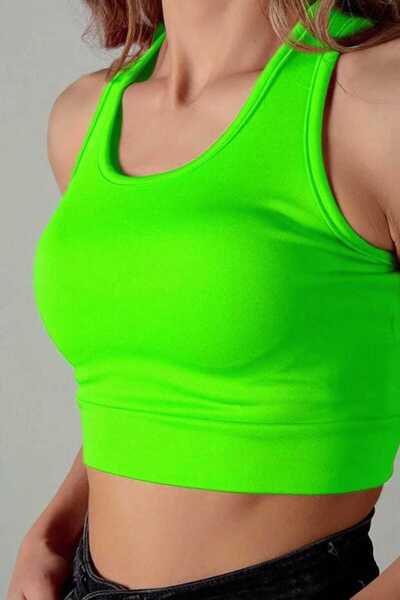 ADEGO Green Back Detail Fitted/Square Neck Sports Blouse