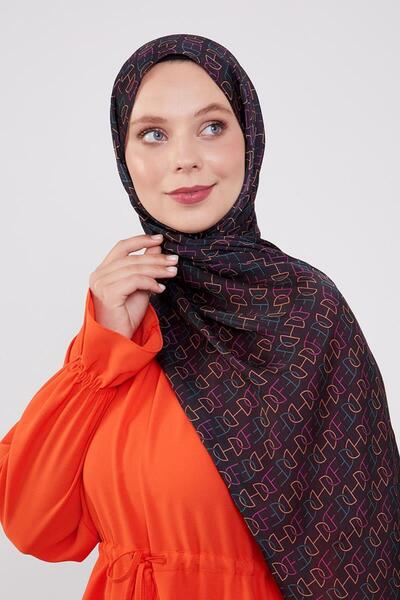 Levidor Siyah Harf Desen Brand Şal