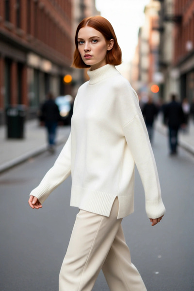 PayBuy Дамски пуловер с дълъг ръкав, висока яка, удобен, модерен, подходящ за...