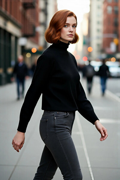 PayBuy Women's Oversize Turtleneck Basic Knitwear Sweater Ideal for Winter Co...