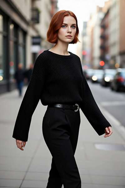 PayBuy Pulover de tricotat cu mânecă spaniolă, oversize, gri, din acrilic, țe...