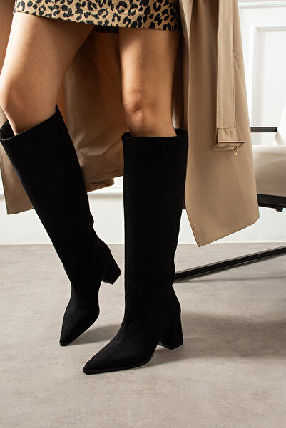 wolk shoes Bria Suede Pointed Toe Women's Heeled Boots