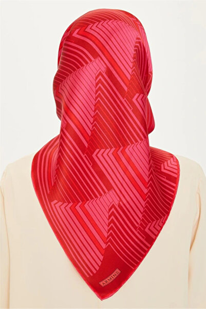 Armine Geometrik Desenli Tivil İpek Eşarp 9218D