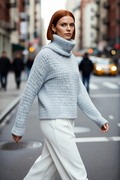 PayBuy Pulover de tricotat cu gât roșu, cu textura groasă, oversize, pentru femei, ocazional, confortabil, elegant, ideal pentru combinații