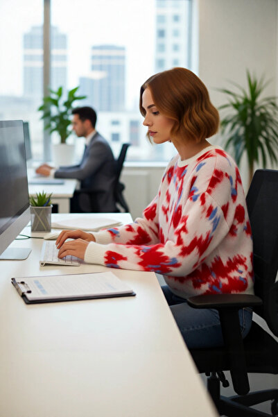 PayBuy Women's Oversized Crew Neck Tie-Dye Patterned Low-Sleeve Acrylic Knitwear Sweater Casual Chic Quality