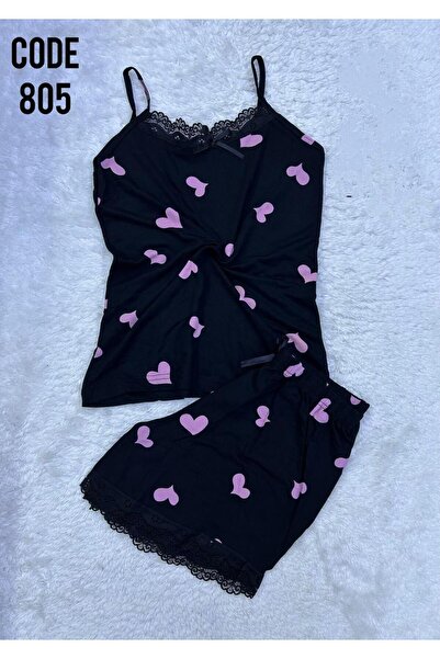 VAJESTO Γυναικείο σετ πιτζάμα με σορτς με κορδόνια, νυχτικό με δαντέλα, με μο...