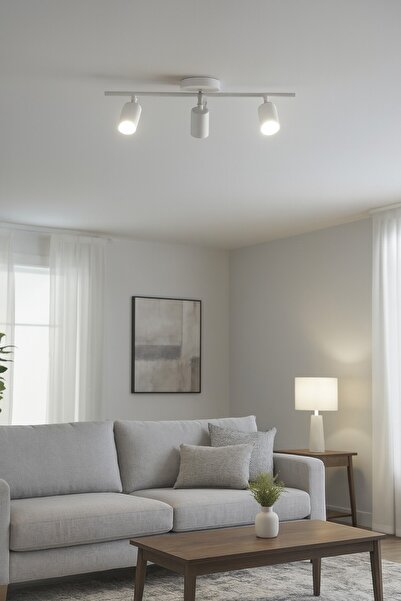 LEGACY Spoti 3'Lü Beyaz Renk (BEYAZ IŞIK) Modern Tasarım Salon - Mutfak - Banyo Spot Ledli Sıralı Avize