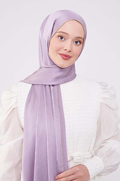 Levidor Brilliant Shawl with Stone Stripes on the Sides in Violet