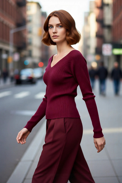 PayBuy Γυναικείο πλεκτό πουλόβερ με λεπτή εφαρμογή με λαιμόκοψη σε σχήμα V γι...