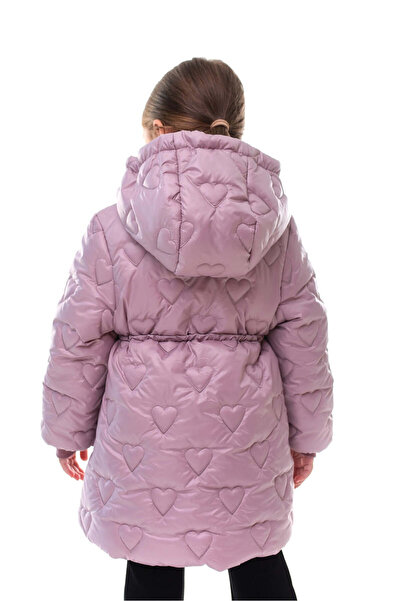 SOLLUXE DAMARIS - Winter jacket for girls, with hood and decorative lilac bows, 128