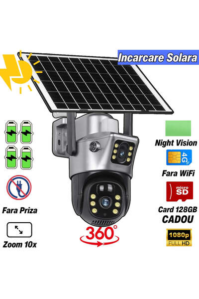 OEM Dual 4G Surveillance Camera With Solar Panel + 128 GB CARD