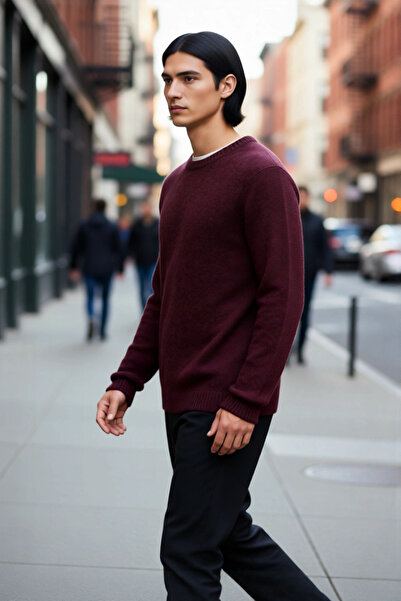 PayBuy Men's Regular Fit Wool Blend Crew Neck Long Sleeve Plain Knit Sweater Ideal for Winter Days