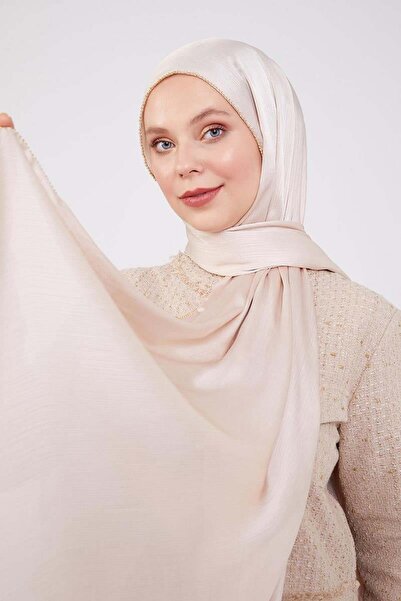 Levidor Brilliant Shawl with Stone Stripes on the Side of Milky Coffee