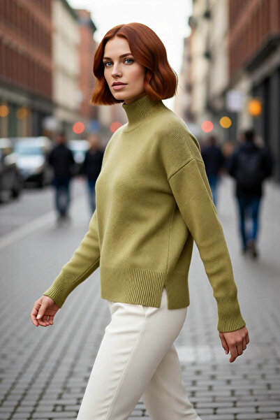 PayBuy Women's Oversize Low Armhole Stand Collar Plain Knitwear Sweater Ideal for Winter and Autumn Chic Quality