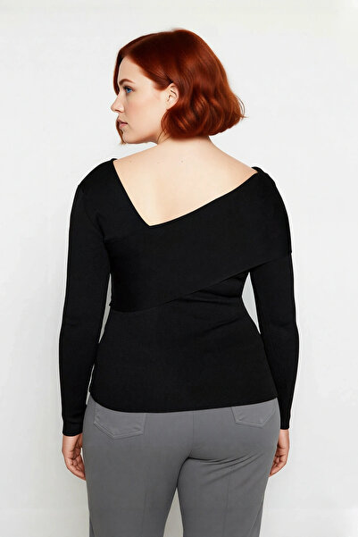 PayBuy Women's Asymmetrical Neckline Long Sleeve Modern Knitwear Sweater Stylish Comfortable and Elegant for Daytime Nighttime Outfits