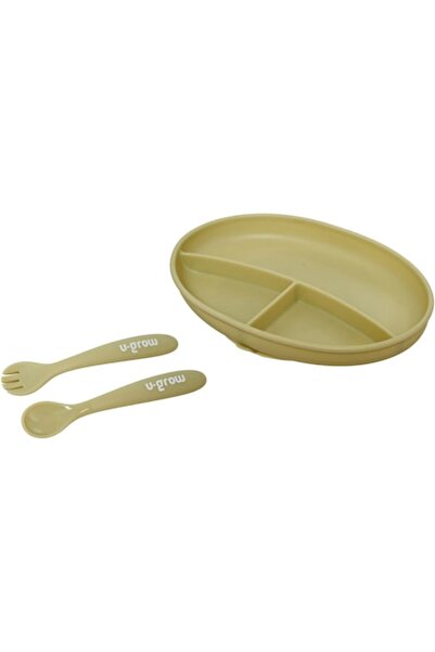 U-Grow Set farfurie cu lingurita si furculita silicon pentru bebelusi U-Grow,...